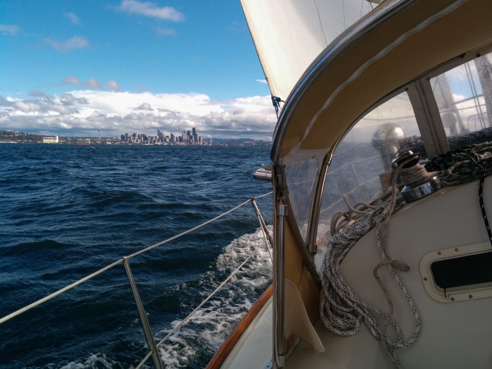 Sailing on the Sound in 24 knots.