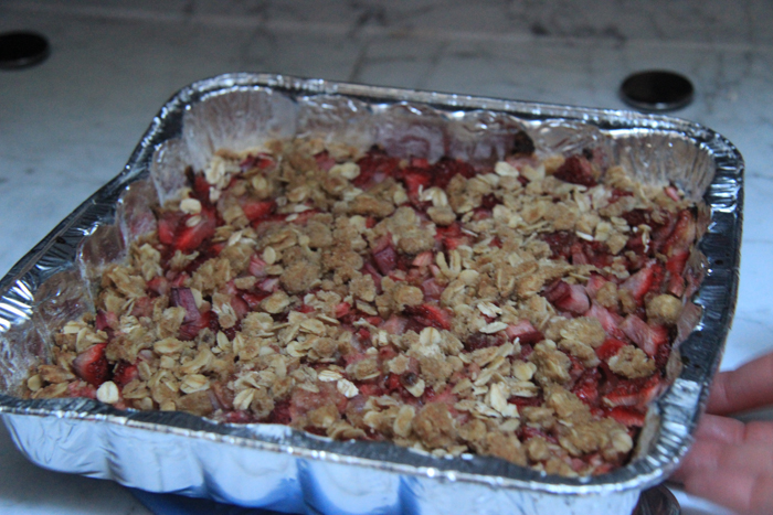 Strawberry rhubarb crumble dessert Natalie made