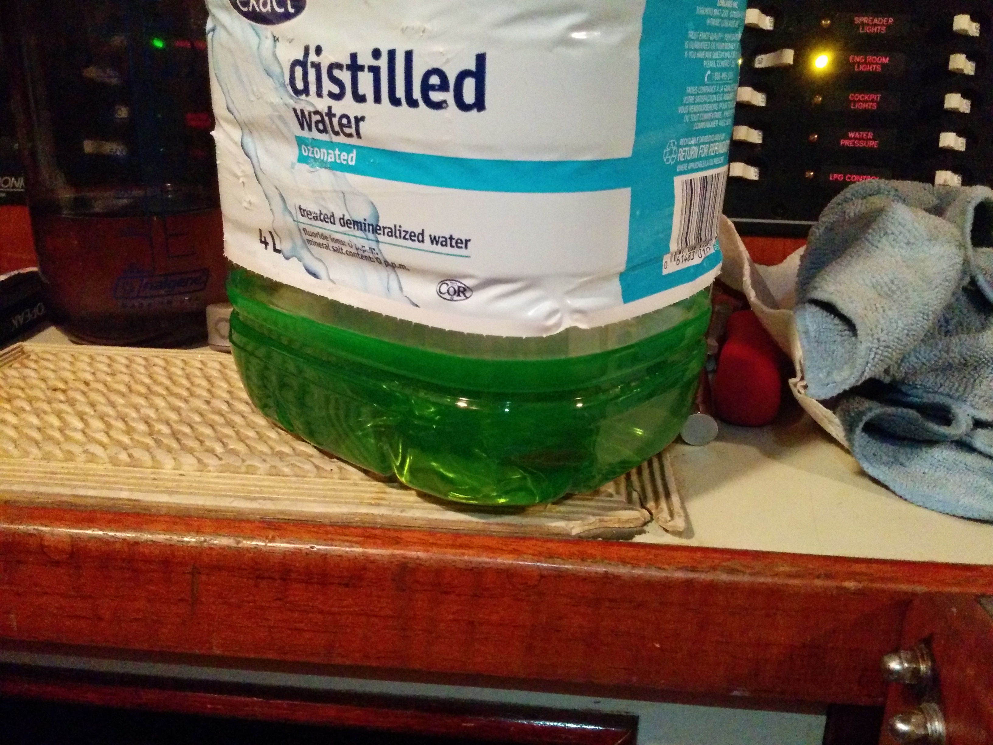 Coolant stored in a water jug